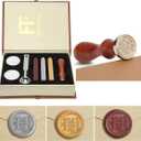 Mingting Wax Seal Stamp Kit,Mingting Classical Old-Fashioned Antique Wax Stamp Seal Kit Initial Letters Alphabet Set Gift Box with Vintage Wooden Handle and Brass Color Head(H)