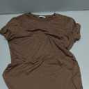Zeagoo Women Crewneck Slim Fitted Short Sleeve T Shirts Cute Stretchy Bodycon Basic Tee Tops (Brown, M)