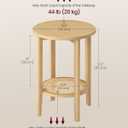 VASAGLE Round Side End Table, 2-Tier Boho Bedside Table with Rattan-Look, 1 Pack