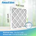10x10x1 Air Filter 4 Pack MERV 8 AC Furnace HVAC Pleated Filters Dust Defense Replacement for Home Office MPR 600 FPR 5 (Exact Dimensions: 9.81x9.81x0.81 Inches)