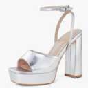 Elisabet Tang Chunky Heeled Platform Sandals for Women,4.7 Inch Block Heels with Open Toe Ankle Strap, Dress Shoes for Wedding Party Homecoming Travel (Size 6)