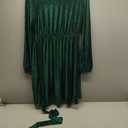 Happy Sailed Women's Velvet Dress Fashion Fall Winter Long Sleeve High Waist A-Line Semi Formal Wedding Guest Dresses (XS, Green)