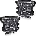 PIT66 Headlights Assembly Compatible with 2015 2016 2017 Ford F150 Replacement Front Headlamps Left & Right Pair Clear Lens Black Housing Clear Reflector