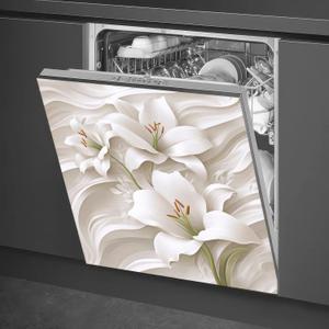 Flower Dishwasher Magnet Cover 23x26 Inch Petal Texture Magnetic Dishwasher Cover Washers Fridge Panel Decal Cover Washing Machine Cabinet Reusable Door Covers Decorative