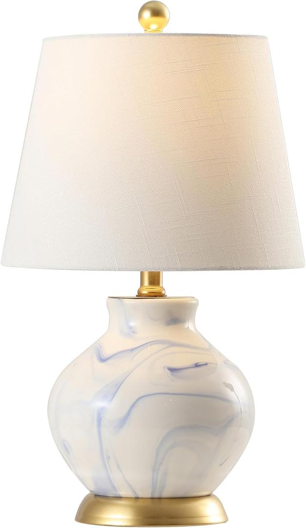 JONATHAN Y JYL3007A Holly 20.5" Marbleized Ceramic LED Table Lamp Contemporary Classic Bedside Desk Nightstand Lamp for Bedroom Living Room Office College Bookcase LED Bulb Included, Blue/White