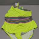 Tempt Me Women High Waisted Bikini Set - One Shoulder Two Piece Swimsuits Color Block Bathing Suits with Swimwear Bottom (Neon Yellow), M