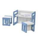 Kids Table and 2 Chairs Set, Montessori Weaning Table and Chairs for Toddlers Age 1-6, Plastic Activity Table for Reading/Eating/Playing, Gift for Boys & Girls