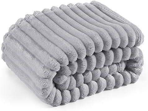 Bedsure Grey Throw Blanket for Couch - GentleSoft Cozy Soft Blankets for Women, Cute Small Fleece Throws for Girls, Light Grey, 50x60 Inches