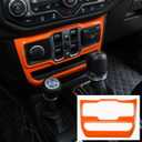 JeCar Orange Center Console Window Control Panel Trim Cover for 2018-2024 2025 Up Jeep Wrangler JL JLU Gladiator JT Interior Accessories