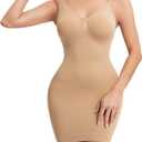 Shapewear Dress Slip For Under Dresses Women Tummy Control Adjustable Strap V Neck Full Slip Seamless Shaper M/L