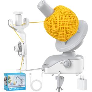 Electric Yarn Ball Winder - Automatic Wool Yarn Spinner with Stepless Speed & Strong Tension, Compact Wool Winder for Knitting Crocheting, Yarn Cake Maker (White)