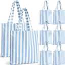 Paterr 8 Pcs Striped Tote Bag Reusable Canvas Grocery Tote Bag for Bridesmaid Proposal Gifts Beach Bridal Bachelorette Party