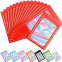 Funfery 100 pcs Red Smell Proof Mylar Holographic Bags Packaging Bags,Clear Resealable Odor Proof Bag Foil Pouch Bag for Food Storage,Lipgloss,Jewelry,Eyelash Packaging for Small Business(3x4.7In)