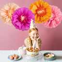 SUNBEAUTY Large Paper Flowers Decorations 4PCS 20'' Pink Orange Giant Paper Flowers Large Crepe Tissue Flower Decorations for Girls Women Birthday Baby Shower Spring Summer Wedding Wall Decor