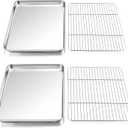 P&P CHEF 16 Inch Stainless Steel Baking Sheet with Rack Set (2 Pans+ 2 Racks), Cookie Sheets Baking Trays and Cooling Wire Racks, Oven & Dishwasher Safe, Pans with Flat Racks