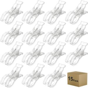 Muitcdo 15 Pack Balloon Arch Clips, Large Clear Spring Clamps for Backdrop, 3.5'' Plastic Clips Supplies for Birthday Decoration Accessories Beach Towels Crafts Swimming Pool Photography Studios