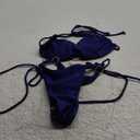 SOLY HUX Bathing Suit for Women Halter Ring Linked Tie Side Bikini Sets Two Piece Swimsuit, M Plain Dark Blue