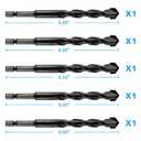 5-Piece 1/2 Masonry Drill Bits for Concrete Tiles Stone, 1/2 Inch Carbide Drill Bit Set for Glass Ceramic Brick Soft Metal Plastic and Wood, Hex Shank Drill Bit Set Diameter 12mm, Black