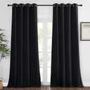 NICETOWN Blackout Black Curtain & Drape 90 inches Long - Grommet Thermal Insulated Blackout Drape Light Blinds Room Darkening Window Treatment for Bedroom (1 Panel, W52 x L90, Black)