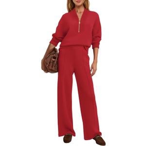 SENSERISE Womens Lounge Sets Sweatsuits 2 Piece Outfit Fall Matching Sweat Sets Airport Travel Outfit Tracksuit (Small, Red)