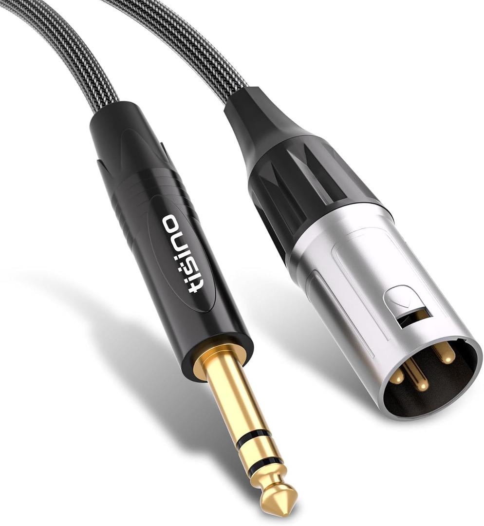 Tisino 1/4" to XLR Cable, 6.35mm TRS to XLR Male Nylon Braid Quarter inch TRS to XLR Male Balanced Interconnect Microphone Cord Patch Cable - 15ft (15 feet)