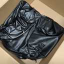 Sports Travel Gym Duffel Bag, Black, PU Leather, with Separate Shoe Compartment, Wet and Dry Separation, Large