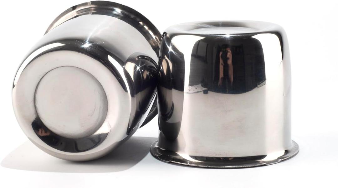 2Pcs 3.37inch Stainless Trailer Wheel Center Caps Push Through 3.37" Bore 3.03" Tall Hub Cap for Truck SUV RV Wheel Rim, Chrome Wheel Cover (Mirror Polished)