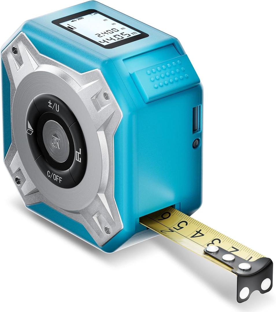 FlyGeneral 2-in-1 Laser Tape Measure, Waterproof 16FT Digital Tape Measure, 130FT Laser Distance Meter with Measure Area and Volume.