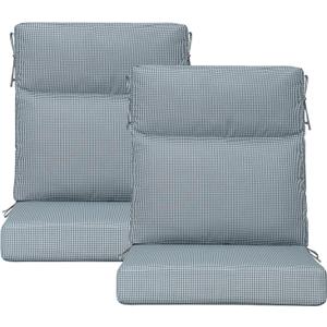 Outdoor High Back Chair Cushion, 2 Pack 44x21 inches Patio Chair Cushions Water Repellent Rocking Cushions Indoor Furniture Seat Pad, Black White Mini Check