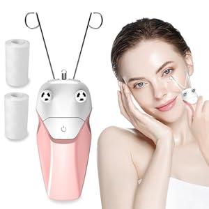 Pink Facial Threading Hair Removal Electric Women's, USB Rechargeable Electric Hair Removal Device, Faces Delicate Device Depilation for Fine Hairs on Face, Chin, Upper Lip, Arms