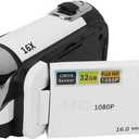 Yunir 16MP Digital Camera, 2.4 1080P 16X Zoom Rotatable Screen Camcorder with Fill Light, Video Vlogging USB Camera for Travel, Wedding, Campus Records, etc. (White)
