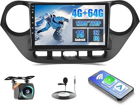 4+64GB Realdio Android 15 Car Radio for Hyundai i10 20132018 with Wireless CarPlay Android Auto 9 Inch Touchscreen for I10 Car Stereo, Bluetooth 5.0, FM/RDS, 32EQ, GPS, WiFi, UI, AHD Backup Camera