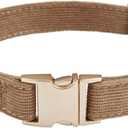 Soft Cotton Dog Collar with Metal Buckle Adjustable Heavy Duty Comfy Corduroy Collars for Small Medium Large Dogs,Brown,Small (Small (Pack of 1))