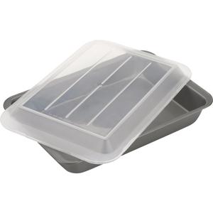 GoodCook Everyday Nonstick Steel Oblong Pan with Lid, 9" x 13", Gray