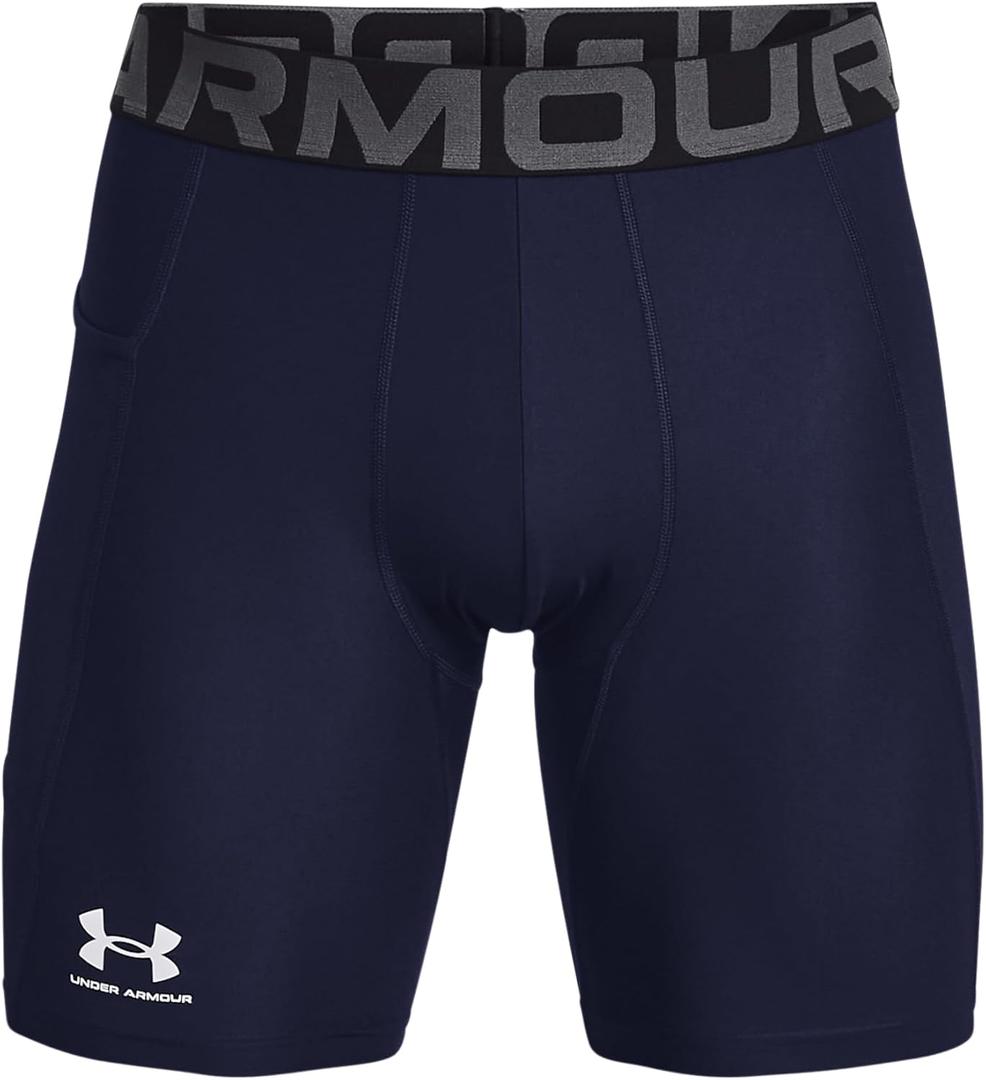 Under Armour Men's HeatGear Compression Shorts (Medium, Midnight Navy (410)/White)