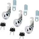 AOTWSEN Cabinet Cam Lock Set - 1-1/8" Chrome Zinc Alloy Cylinder for 7/8" Panels, Secure Replacement for File Drawers/Mailboxes/RV Storage (2-Pack)