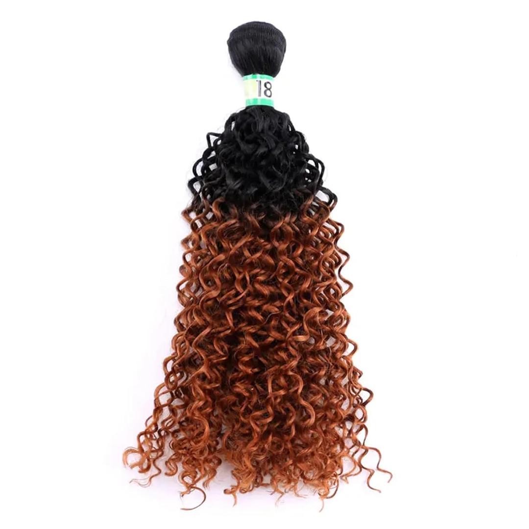 Generic Kinky Curly Hair Weave Bundles High Temperature Synthetic Hair Extensions For Women T1B30 18 inch 1 piece