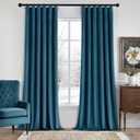 MIULEE Velvet Curtains 84 Inches Long 2 Panels Set for Bedroom, Pinch Pleat Back Tab Luxury Thermal Insulated Living Room Darkening Drapes Pleated Blackout Window Curtains with Hooks, Peacock Blue