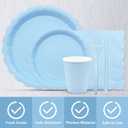 144Pcs Blue Birthday Party Supplies Blue Tableware Set Serve 24 Guests Includes Dinner Plates Cups Napkins For Wedding Baby Shower Birthday Party Decorations
