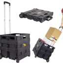 dbest products Quik Cart without Lid Travel Portable Mobile Storage Collapsible Handcart Rolling Utility Heavy Duty, Black