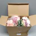 Geosar 16 Bundles Artificial Peonies Flowers Fake Silk Peony Bouquet Faux Peonies Flowers Bulk for Decoration Vase Floral Arrangements Wedding Party Table (Pink Lavender)