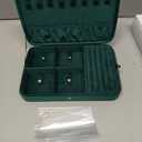 VELORIA Emerald Green Velvet Travel Jewelry Organizer, Necklace Holder Case with 8 Snap Clasps, Elastic Pouch, Ring & Earring Storage, Compact Jewelry Case for Bracelets and Bangles