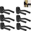 Guitar Wall Mount Hanger 6 Pack, Guitar Hanger Wall Hook Holder Stand Black Display with Screws - Easy to Install - Fits All Size Guitars, Bass, Mandolin, Banjo, Ukulele