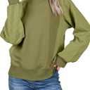 SHEWIN Womens Crewneck Sweatshirts Patchwork Texture Long Sleeve Tops Casual Loose Pullover Sweatshirt Fall Clothes 2XL