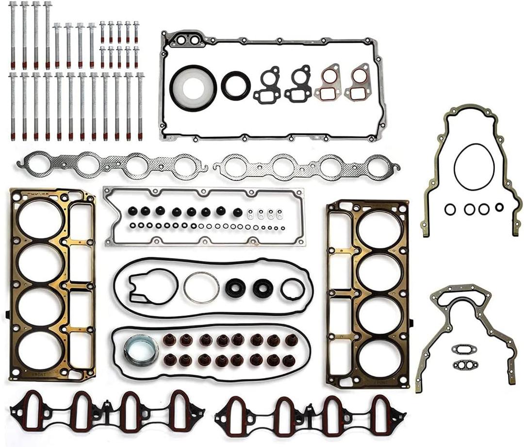 Vincos MLS Full Cylinder Engine Gasket Set with Head Bolts HS26282PT HS26191PT HS54340 CS9284 ES72173 (1st Generation) Compatible with Silverado Tahoe Sierra Yukon Envoy 4.8L 5.3L 2002-2011