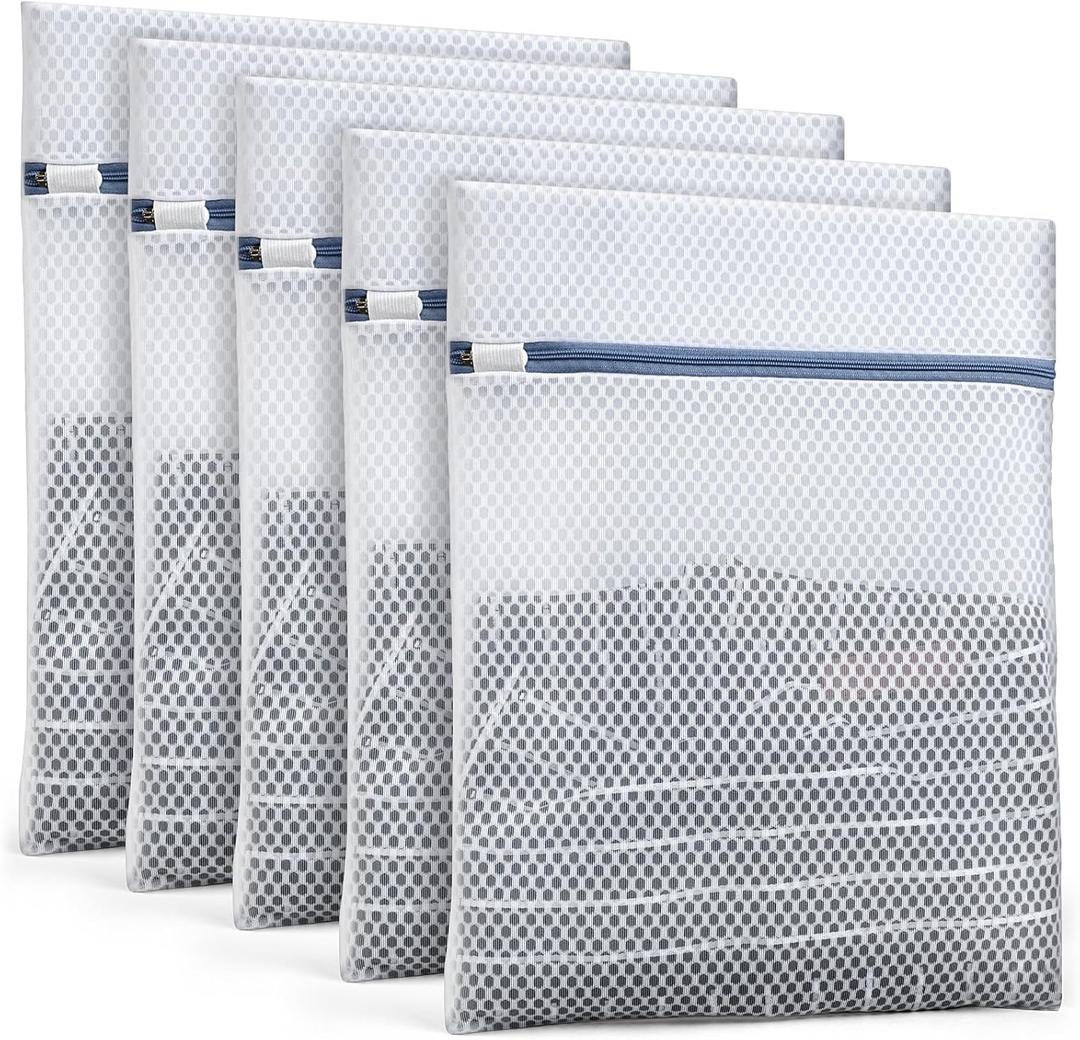 Durable Mesh Laundry Bags 5-Pack (12x16 Inch) Delicates Protector for Lingerie & Baby Clothes