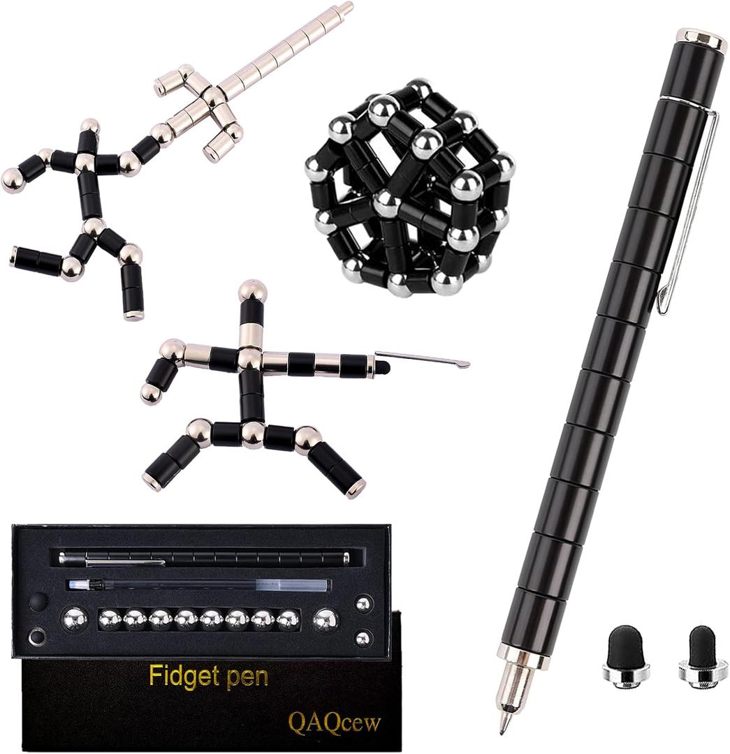 Fidget Pen, Decompression Magnetic Fidget Toy Pen, Magnet Pen Fidget Toy Relieve Pressure Novel Toy Gift for Kids or Friends! (Black)