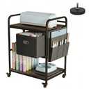 RoleDec Cricut Cart with Power Outlet & Wheels, Rolling Craft Storage Table for Maker 4/3 and Explore 4/3, Heavy Duty Organizer Stand with Reinforced Drawer, Sewing Desk, Brown