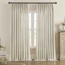 MASWOND Linen Pinch Pleated Semi Sheer Curtains 52W x 90L Inches, Linen Light Filtering Window Curtains for Living Room Bedroom, Pinch Pleat Drapes Easy Hanging Via Hooks (Linen, 1 Panel) (52"W x 90"L (Pack of 1), Flax Linen)