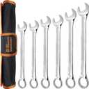 Large Wrench Set with Rolling Pouch, SAE, 6-Piece, 15/16, 1, 1-1/16, 1-1/8, 1-3/16, 1-1/4, 12 Point, Chrome Vanadium Steel